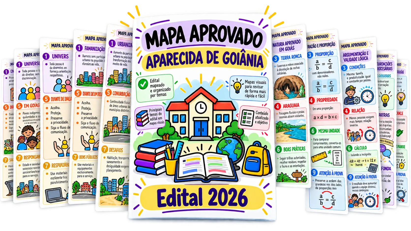Mockup do Mapa Aprovado Aparecida de Goiânia com capa e mapas abertos