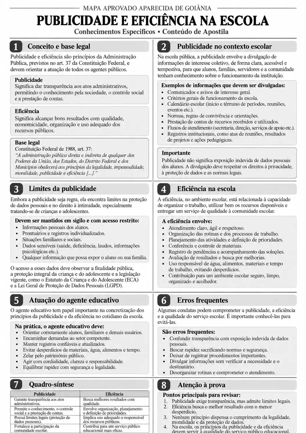 Página de apostila com o assunto em texto corrido